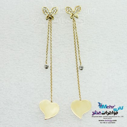 Gold Earring - Heart and Butterfly Design-ME0613